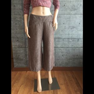 Max Studio brown linen hipster culotte .  S (4).